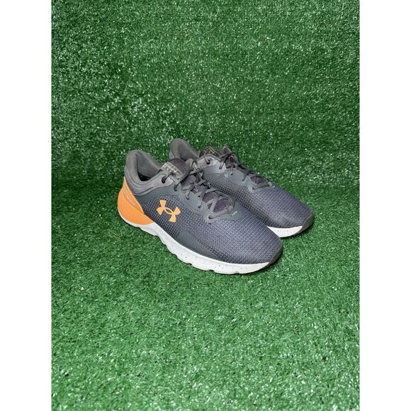 Under Armour Gray and Orange Athletic Shoes Size 4E - Picture 2 of 9